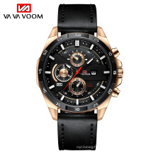 VAVA VOOM VA-216 Latest Man Quartz Hand Watch Leather Strap Analog Display Calendar Sports Trendy Watch For Men